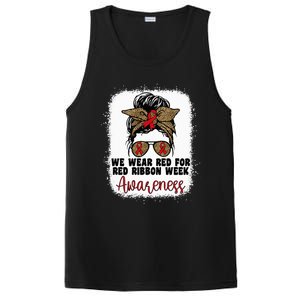 We Wear Red For Red Ribbon Week Awareness Cute Messy Bun PosiCharge Competitor Tank