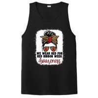 We Wear Red For Red Ribbon Week Awareness Cute Messy Bun PosiCharge Competitor Tank