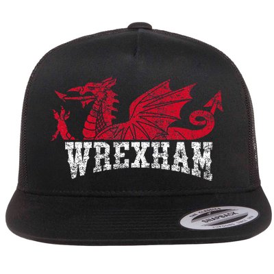 Wrexham Wales red dragon Wrecsam Flat Bill Trucker Hat