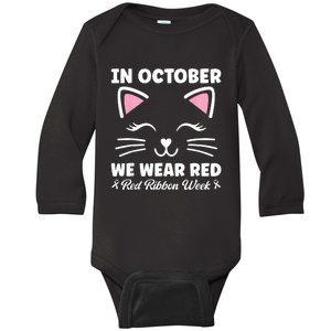 We Wear Red For Red Ribbon Week Awareness Rain Bow Baby Long Sleeve Bodysuit