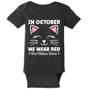 We Wear Red For Red Ribbon Week Awareness Rain Bow Baby Bodysuit