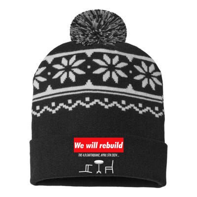 We Will Rebuild Funny Nyc And Nj Earthquake USA-Made Snowflake Beanie