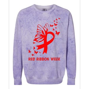 We Wear Red For Red Ribbon Week Awareness  Colorblast Crewneck Sweatshirt