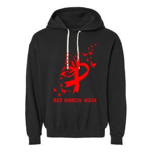 We Wear Red For Red Ribbon Week Awareness  Garment-Dyed Fleece Hoodie