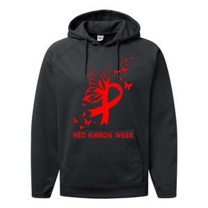 We Wear Red For Red Ribbon Week Awareness  Performance Fleece Hoodie