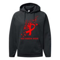 We Wear Red For Red Ribbon Week Awareness  Performance Fleece Hoodie