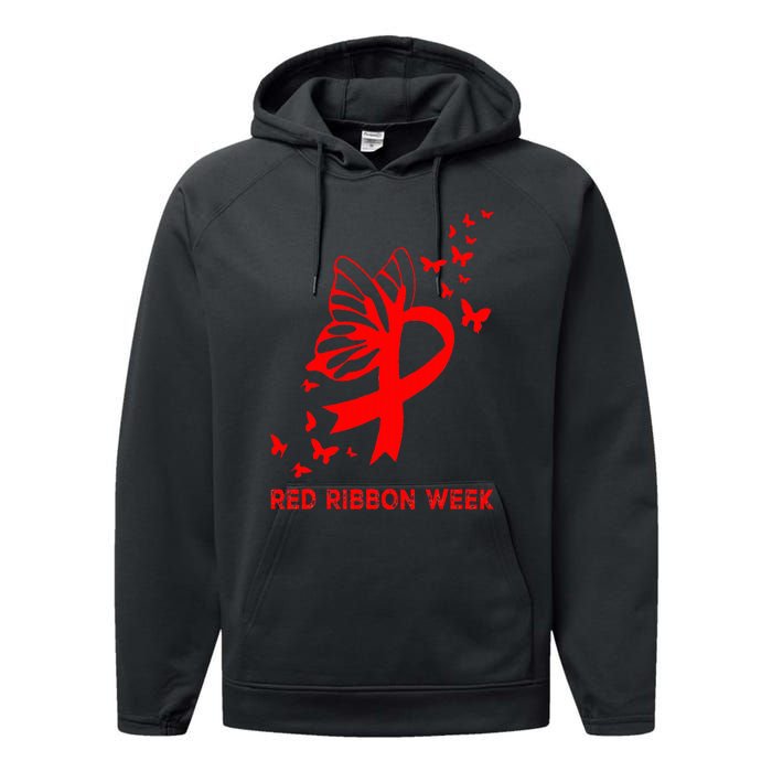 We Wear Red For Red Ribbon Week Awareness  Performance Fleece Hoodie