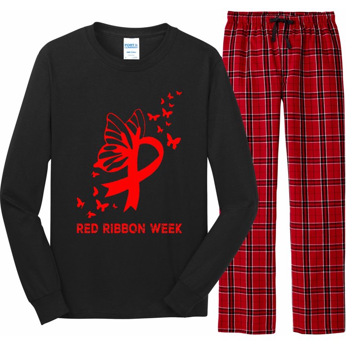 We Wear Red For Red Ribbon Week Awareness  Long Sleeve Pajama Set