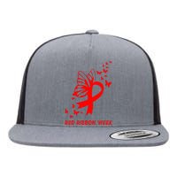 We Wear Red For Red Ribbon Week Awareness  Flat Bill Trucker Hat