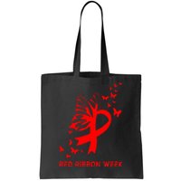 We Wear Red For Red Ribbon Week Awareness  Tote Bag