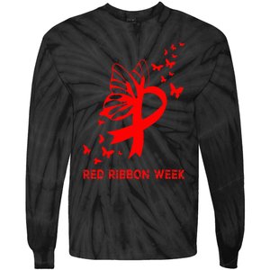 We Wear Red For Red Ribbon Week Awareness  Tie-Dye Long Sleeve Shirt