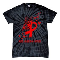 We Wear Red For Red Ribbon Week Awareness  Tie-Dye T-Shirt