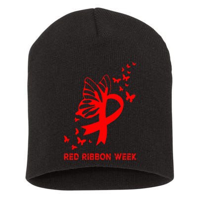 We Wear Red For Red Ribbon Week Awareness  Short Acrylic Beanie