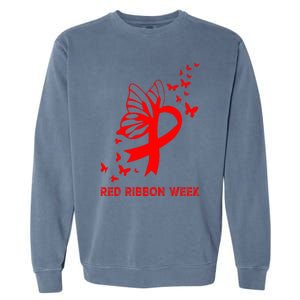 We Wear Red For Red Ribbon Week Awareness  Garment-Dyed Sweatshirt