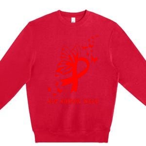 We Wear Red For Red Ribbon Week Awareness  Premium Crewneck Sweatshirt