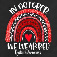 We Wear Red Dyslexia Awareness Month Dyslexia Boho Rainbow 7 Panel Mesh Trucker Snapback Hat