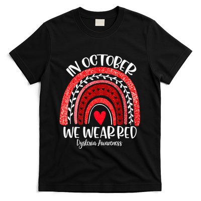 We Wear Red Dyslexia Awareness Month Dyslexia Boho Rainbow T-Shirt