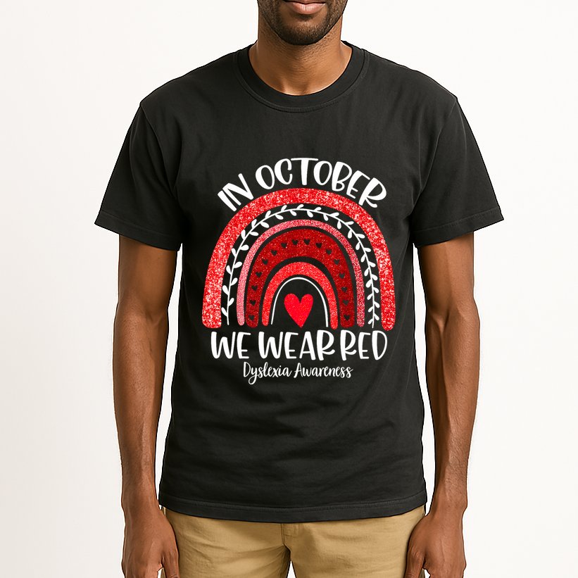 We Wear Red Dyslexia Awareness Month Dyslexia Boho Rainbow Tall T-Shirt