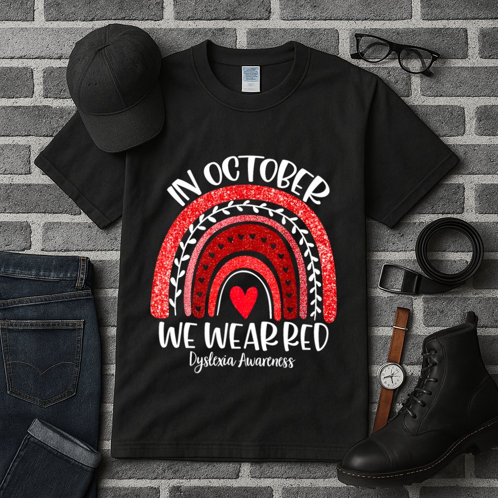 We Wear Red Dyslexia Awareness Month Dyslexia Boho Rainbow Tall T-Shirt