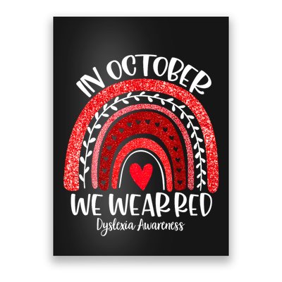We Wear Red Dyslexia Awareness Month Dyslexia Boho Rainbow Poster