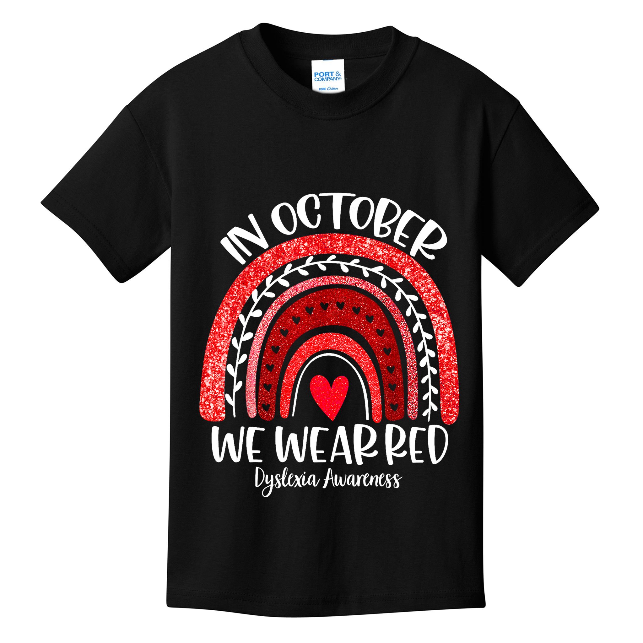 We Wear Red Dyslexia Awareness Month Dyslexia Boho Rainbow Kids T-Shirt