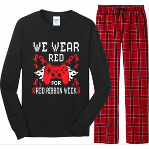 We Wear Red For Red Ribbon Week Awareness Gamer Video Game Long Sleeve Pajama Set