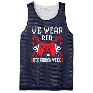 We Wear Red For Red Ribbon Week Awareness Gamer Video Game Mesh Reversible Basketball Jersey Tank