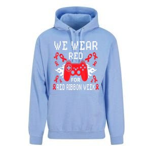 We Wear Red For Red Ribbon Week Awareness Gamer Video Game Unisex Surf Hoodie