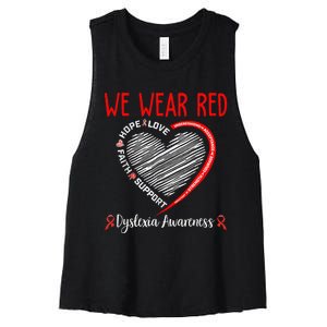 We Wear Red Dyslexia Awareness Month Dyslexia Women's Racerback Cropped Tank