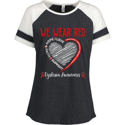 We Wear Red Dyslexia Awareness Month Dyslexia Enza Ladies Jersey Colorblock Tee