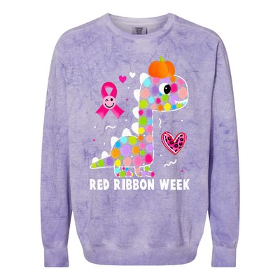 We Wear Red Ribbon Week Awareness Red Ribbon Week Colorblast Crewneck Sweatshirt