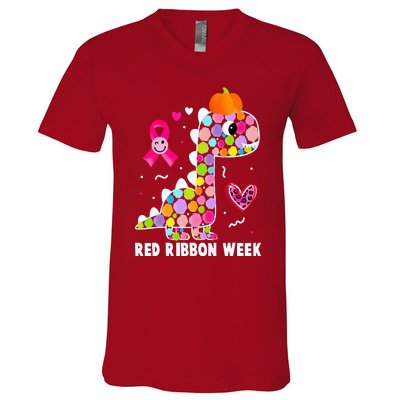 We Wear Red Ribbon Week Awareness Red Ribbon Week V-Neck T-Shirt