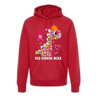 We Wear Red Ribbon Week Awareness Red Ribbon Week Premium Hoodie