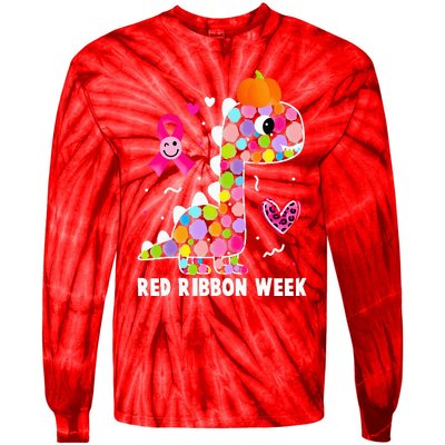 We Wear Red Ribbon Week Awareness Red Ribbon Week Tie-Dye Long Sleeve Shirt