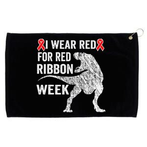 We Wear Red For Red Ribbon Week Awareness Dinosaur Grommeted Golf Towel