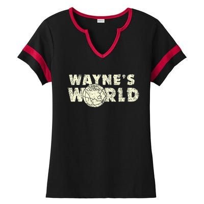 W.A.Y.N.E.S World Retro Vintage 90s Movie Film Ladies Halftime Notch Neck Tee