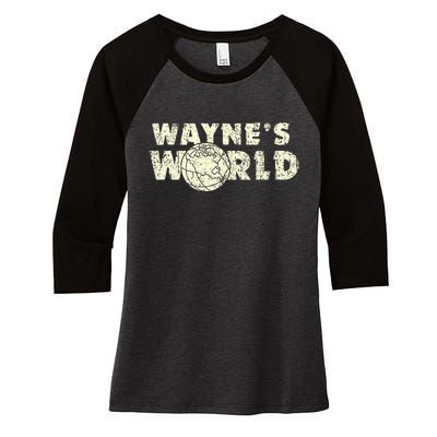 W.A.Y.N.E.S World Retro Vintage 90s Movie Film Women's Tri-Blend 3/4-Sleeve Raglan Shirt