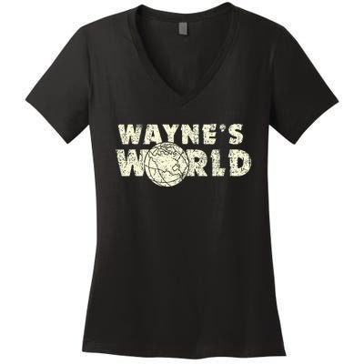 W.A.Y.N.E.S World Retro Vintage 90s Movie Film Women's V-Neck T-Shirt