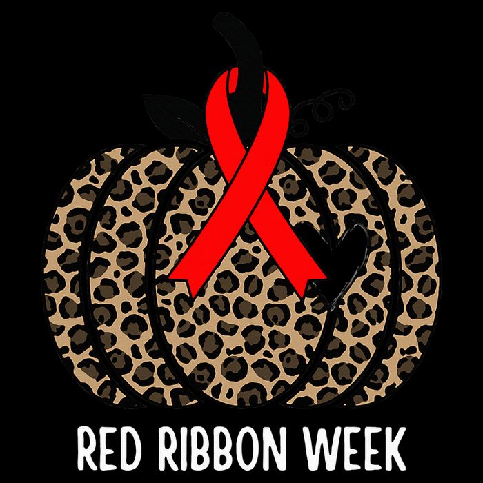 We Wear Red Ribbon for Red Ribbon Week Awareness Stripe Pom Pom Beanie