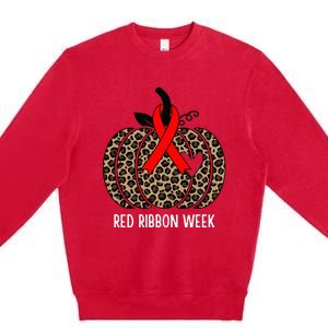 We Wear Red Ribbon for Red Ribbon Week Awareness Premium Crewneck Sweatshirt