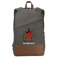 We Wear Red Ribbon for Red Ribbon Week Awareness Cotton Canvas Backpack