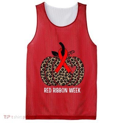 We Wear Red Ribbon for Red Ribbon Week Awareness Mesh Reversible Basketball Jersey Tank
