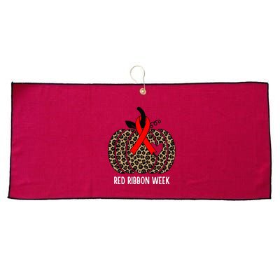 We Wear Red Ribbon for Red Ribbon Week Awareness Large Microfiber Waffle Golf Towel