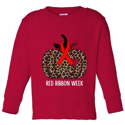 We Wear Red Ribbon for Red Ribbon Week Awareness Toddler Long Sleeve Shirt
