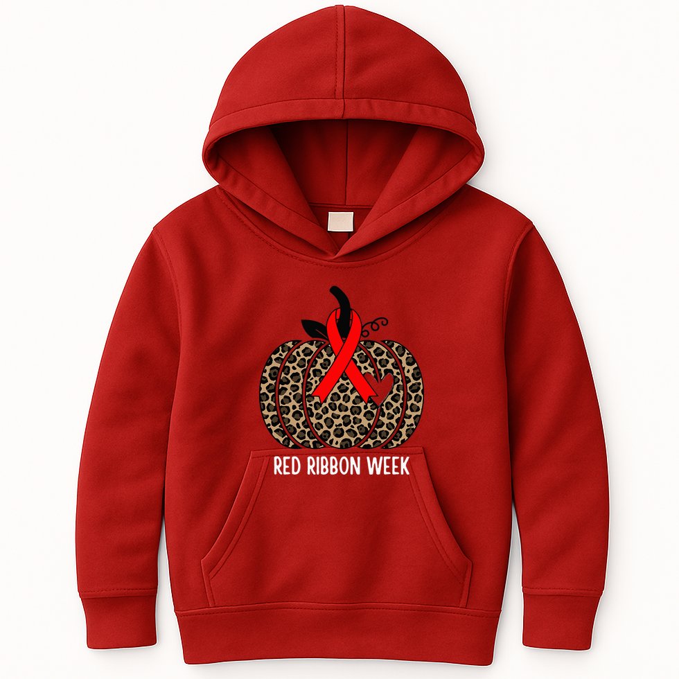 We Wear Red Ribbon for Red Ribbon Week Awareness Kids Hoodie