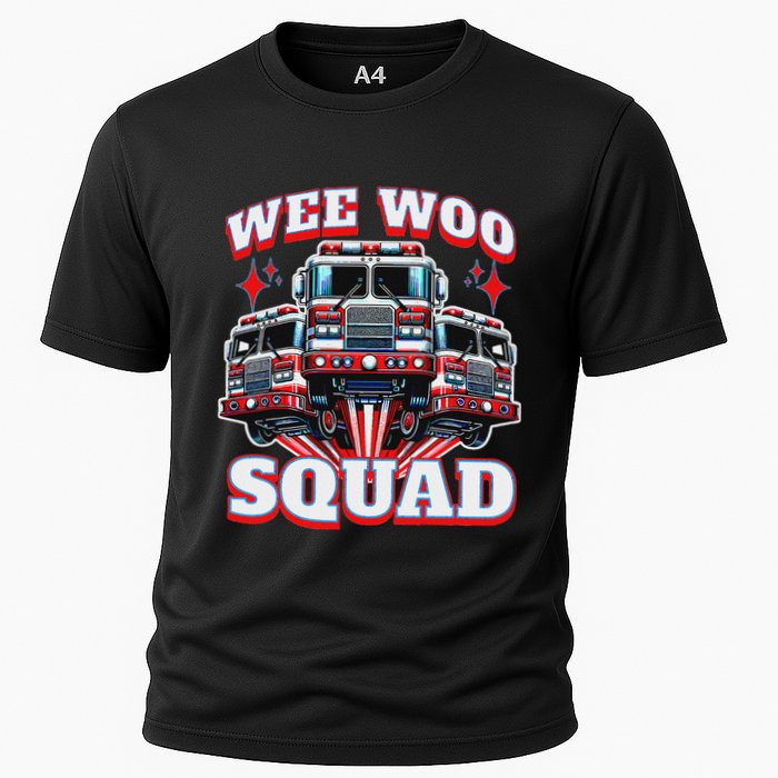 Wee Woo Squad Firefighter Fire Trucks Cooling Performance Crew T-Shirt