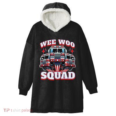 Wee Woo Squad Firefighter Fire Trucks Hooded Wearable Blanket