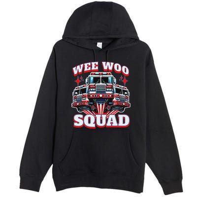 Wee Woo Squad Firefighter Fire Trucks Premium Pullover Hoodie