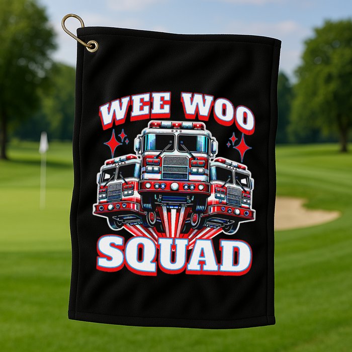 Wee Woo Squad Firefighter Fire Trucks Golf Towel
