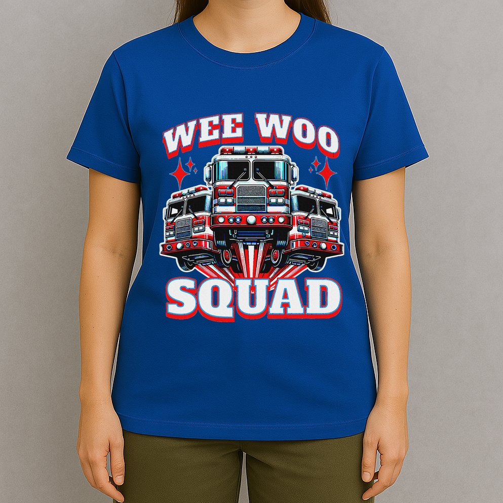 Wee Woo Squad Firefighter Fire Trucks T-Shirt